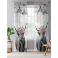 thumbnail image 5 of Sheer Curtains 96 Inches Long, Floral Animal Semi Sheer Curtains Light Filtering Window Treatment, Grey Country Vintage Farm Cow Flowers Privacy Voile Drapes for Living Room Bedroom 52x96 Inch, 5 of 7