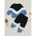 thumbnail image 3 of aturustex Little Boy 2Pcs Casual Tracksuits Outfits 3M 6M 12M 18M 2T 3T Toddler Baby Long Sleeve Sweatshirts Contrast Color Loose Pullovers Crew Neck Cute Sweat Suits Kids Daily Fall Clothes, 3 of 6