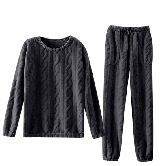 Women's Flannel Lounge Pajamas Sets Casual Long Sleeve Fleece Pullover and Pants Set 2 Piece Fluffy Loungewear Sleepwear