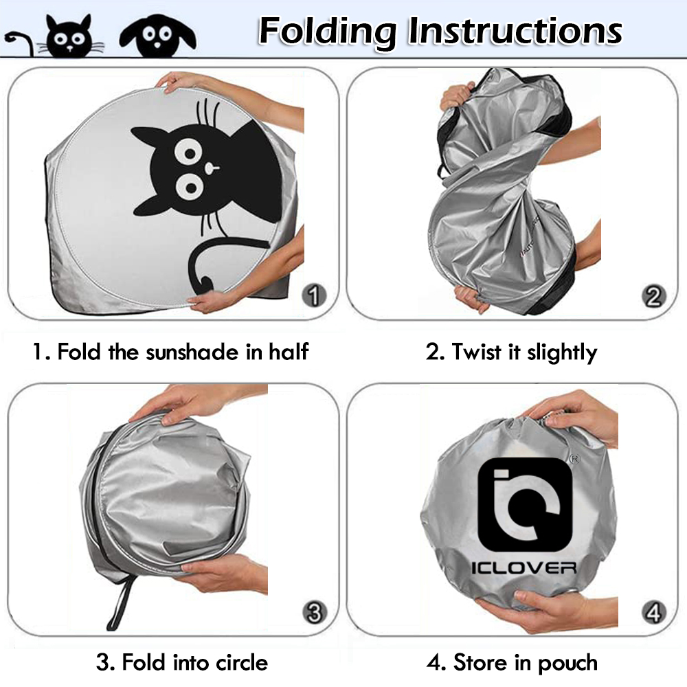 iClover Car Windshield Sun Shade, 59" x 33", Pet Design photo 4