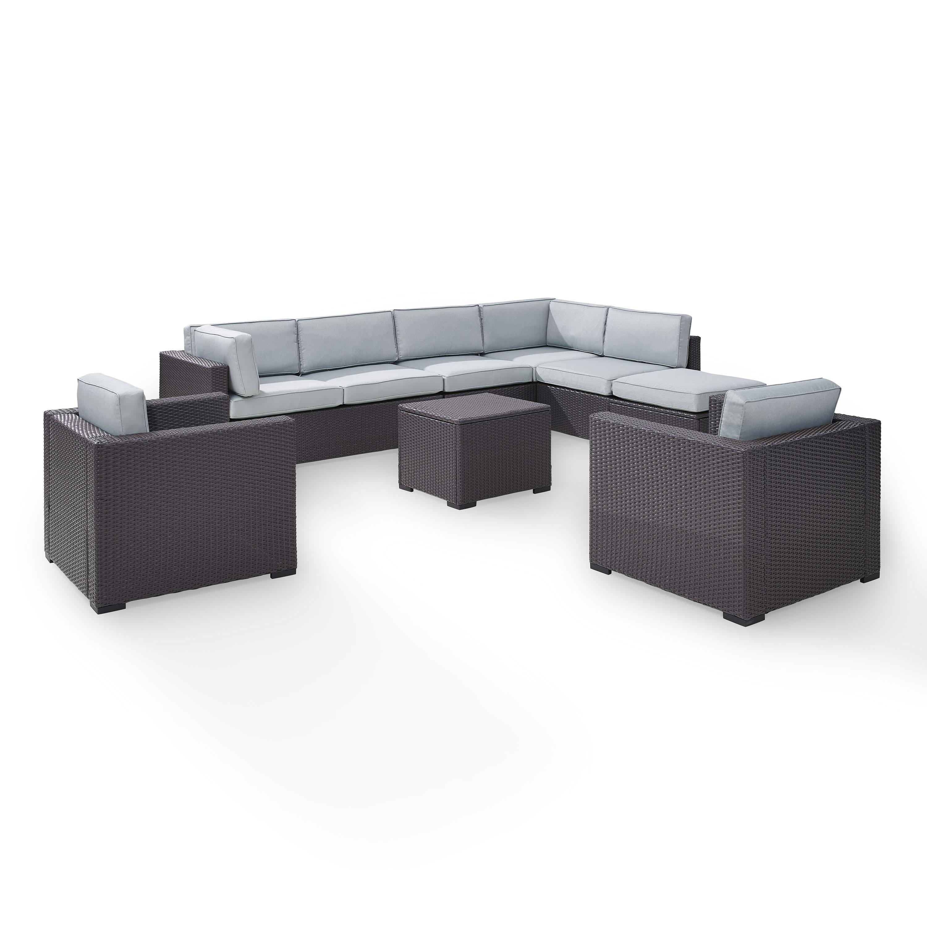 Crosley Furniture Biscayne 7 Piece Metal Patio Sectional Set in Brown/Blue - image 2 of 4