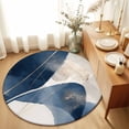 Abstract Geometric Area Rugs 3.3' (Round) Beige Blue Dynamic Texture ...