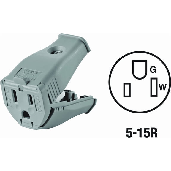 Leviton 125V 15A 125V Duplex Receptacle in Gray — 15A 125V — UL Listed for US Residential Electrical Code Compliance, Drop-in NEC-Standard Wiring