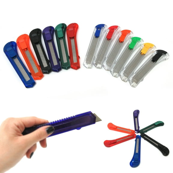 10 Pack Utility Knife Retractable Box Cutters Heavy Duty Snap Off Lock Razor Set