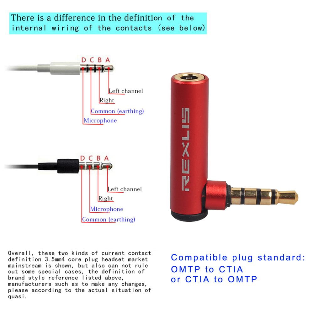 Peggybuy 90 Degree Universal 3.5mm OMTP to CTIA Earphone Converter Adapter 5pcs Walmart