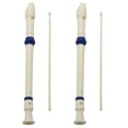 thumbnail image 1 of 2X Students Plastic 8 Holes Soprano Recorder Flute Beige Blue with Cleaning Stick, 1 of 8