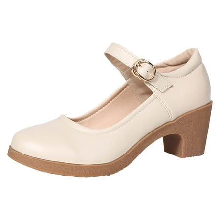 QYZEU Women s Platform Sneakers Casual Shoes for Women Women Casual Shoes Fashionable Simple Pure Color Round Toe Strap Low Heel Thick Heel Comfortable Shoes White 38