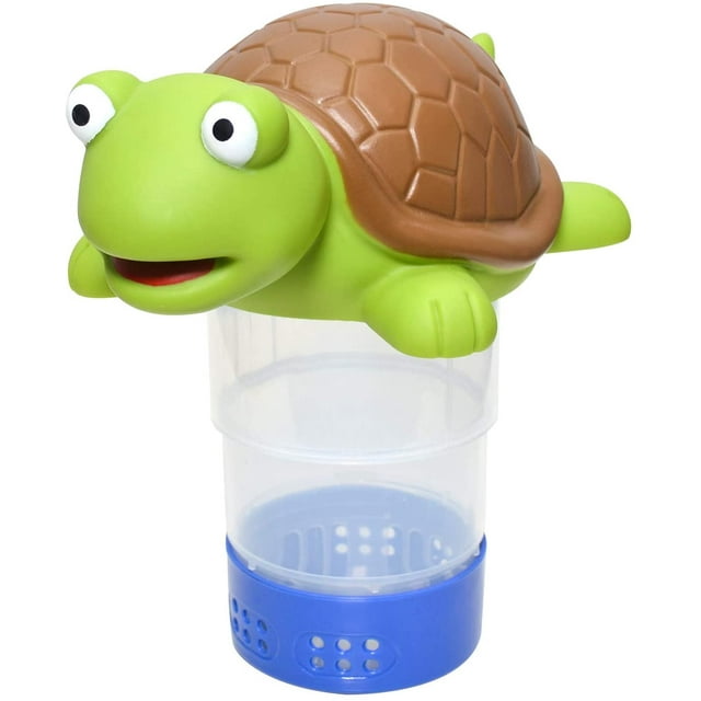 Premium Animal Floating Pool Chlorine Dispenser for Chemical Tablets Fits 3" Tabs Bromine Holder (Turtle)