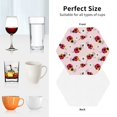 thumbnail image 6 of Lsque ladybugs and flower Pattern 4" Drink Coasters Set of 4, PVC Leather Absorbent Coasters, Table Coaster Set Decorative Coffee Cup Coasters Housewarming Gift-Hexagon, 6 of 6