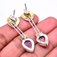 thumbnail image 2 of Copper Purple Turquoise 925 Sterling Silver Two Tone Earring 1.76" E_9286_188_60, Beautiful Jewelry For Woman, New Year Sale, Valentin's Day Gift, 2 of 2