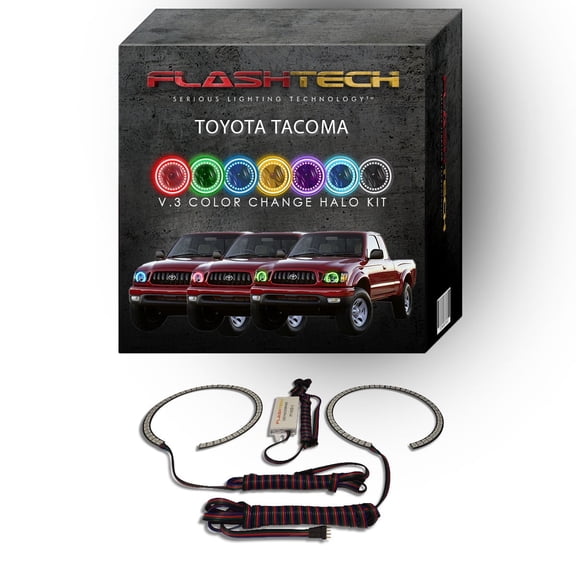 Flashtech RGB Multi Color Changing LED Halo kit for 2001-2004 Toyota Tacoma Headlights