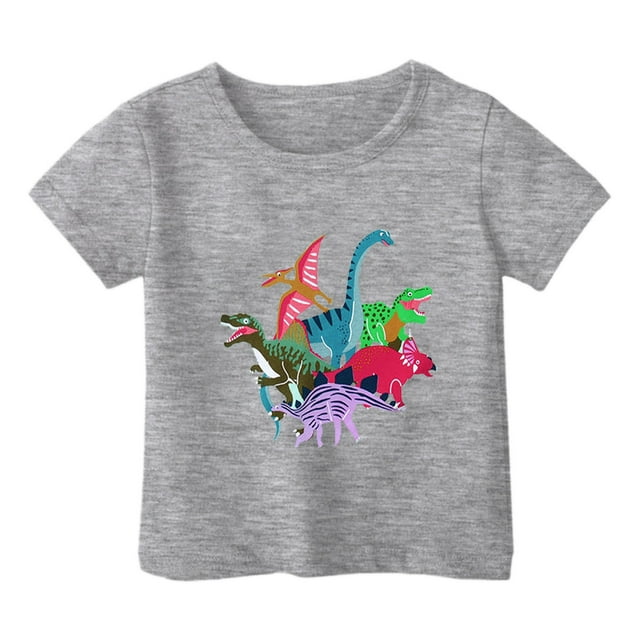 PMVFHDE Hauts Garçons Mode Décontractée Imprimé Col Rond Manches Courtes T-Shirt Gris, 8-9 Ans