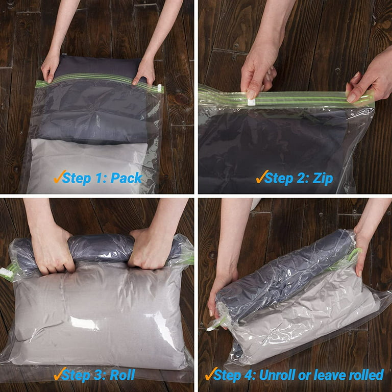 EFISH 8 Space Saver Bags - No Vacuum or Pump Needed - Roll-Up Compression Bags for Travel - Packing Bags - Travel Must Haves - Compressi, Size: 13 x 2 x 9