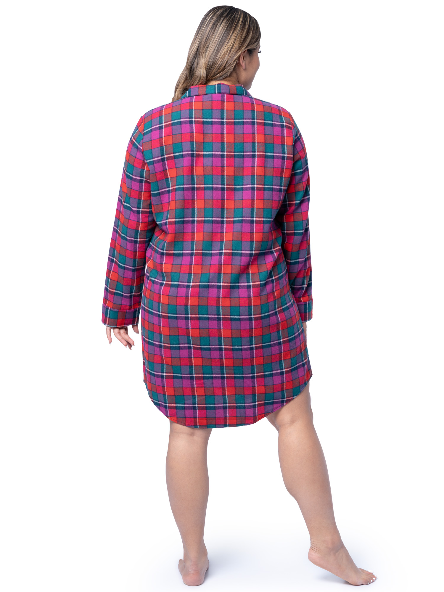 Fruit of the Loom Women's Beyond Soft Long Sleeve Button Down Flannel Sleepshirt, Sizes S-4X
