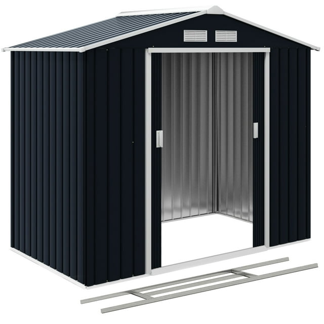 Remise de Jardin de 2,13 m x 1,22 m avec Trousse de Fondation et Double Porte, Gris Foncé