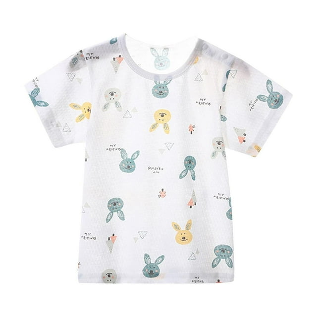 Taqqpue T-Shirt pour Bébé Fille Manches Courtes Col Rond Imprimé Mignon Été Coton Doux Respirant Décontracté 0-6 Ans