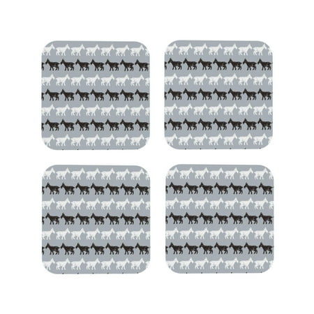 

Drink Coasters Set of 4 Sketch Cute Goat Black White Leather Coasters for Coffee Table Protector Heat Resistant Cute Coasters for Home Decor Housewarming Gifts Bar Kitchen 4 Inch Square