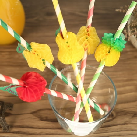 - 50pcs/set Excellent Amazing 3D Cute Fruits Food Grade Paper Straws for Birthday Wedding Baby Shower Celebration and Party Multifunctional Straws with Fruits Decorated