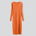 thumbnail image 1 of FcBaudy Longues Robe à Manches à Col Rond pour Femme Chandail Robe Tricotée Tricotée Robe Moulante à Manches Longues pour Femme Jupe Portefeuille Moulante Robe pour Femme, 1 of 7