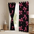 thumbnail image 2 of Homewish Black Pink Bowknot Curtains Pack of 2 (42x84 Each) for Kids, Kawaii Princess Ribbon Curtains Blackout, Cute Cartoon Bedroom Curtains, Living Room Curtains Decor, 2 of 6