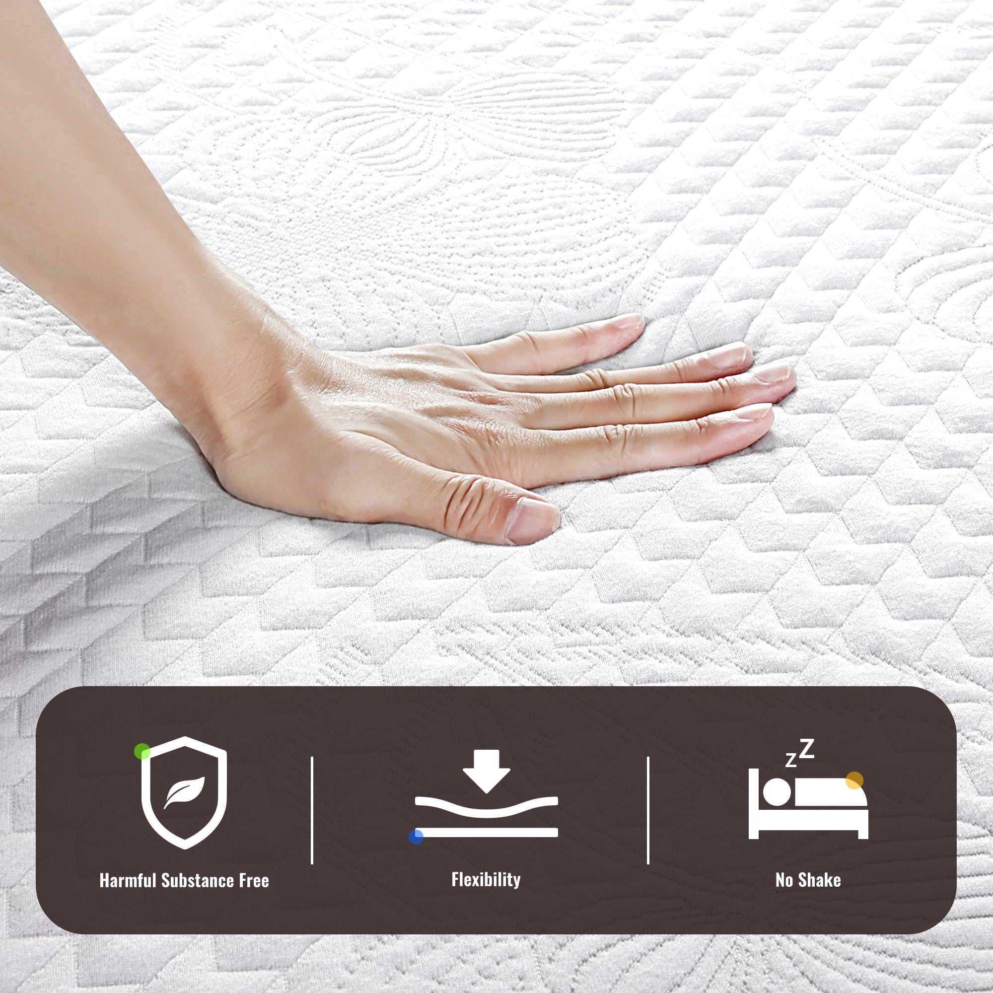 GrandRest 10'' Adult LuxeComfort Gel Memory Foam Mattress, Queen, Grey