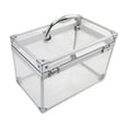 thumbnail image 3 of Bunblic Acrylic Makeup Case Artists Display Holder Dustproof Clear Portable Versatile Crown Box Artists Train Case for Vanity Desktop silver, 3 of 7