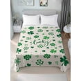 thumbnail image 2 of King Size Flat Sheet Only, Lucky Day, Soft Brushed Microfiber Bed Sheets, St. Patrick's Shamrock Rustic Clover Green Hotel Quality Breathable Bedding Top Sheet, Easy Care, 90"x102", 2 of 9