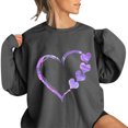thumbnail image 2 of Gibobby Sudaderas para mujer Sudadera casual con cuello redondo y estampado de amor para mujer, sudadera de manga larga, informal (Gris, L), 2 of 3