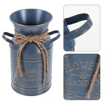 Supvox Vintage Rustic Metal Flower Bucket Jug Vase for Artificial and Fresh Floral Displays
