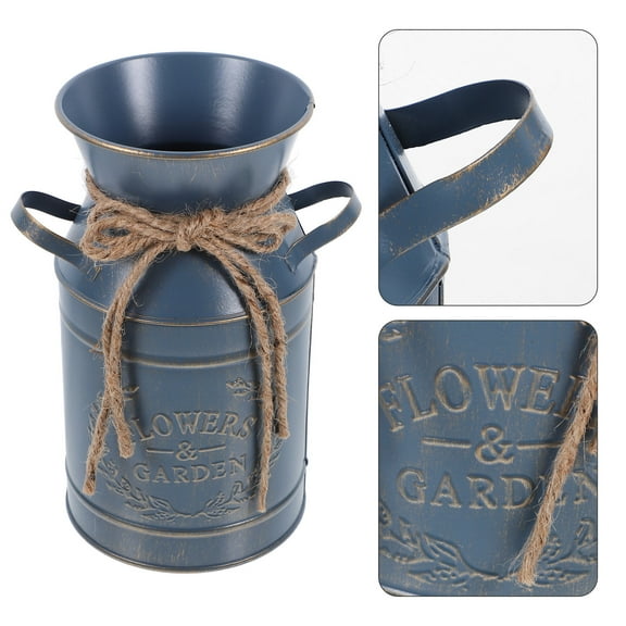 Supvox Vintage Rustic Metal Flower Bucket Jug Vase for Artificial and Fresh Floral Displays