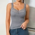 thumbnail image 4 of MVRLSH Womens Tank Tops Loose Fit Casual Racerback Slim Lace Trim Ribbed Sleeveless Layering Basic Tank Top Tops Gray Size XL, 4 of 7
