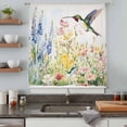 thumbnail image 5 of Floral Hummingbird Sheer Curtains 45 Inches Long, Spring Watercolor Flowers Light Filering Curtains, Breathable Simi Curtain Privacy Drapes for Kitchen Bathroom Lightweight Small Window Treatment, 5 of 9