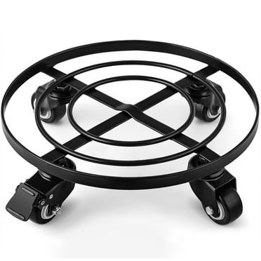 Amagabeli 12" Metal Plant Caddy Heavy Duty Iron Potted Plant Stand with Wheels Brake Round Flower Pot Rack on Rollers Movers Dolly Holder Wheels Indoor Outdoor Planter Trolley Casters Rolling BG162