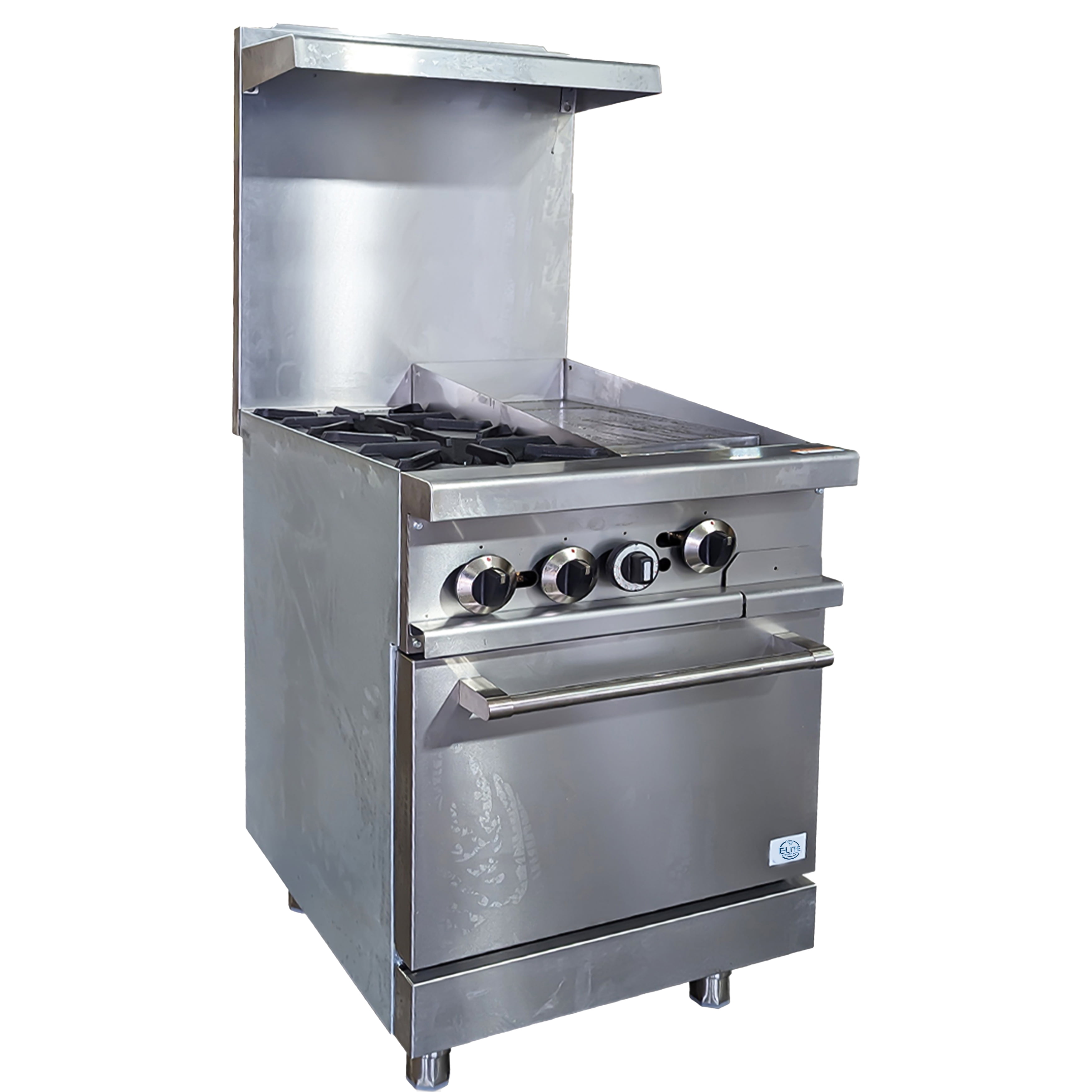 24 in. Oven Range 2 Burner Hot Plate Stove with Flat Griddle Commercial Oven Range NSF ETL