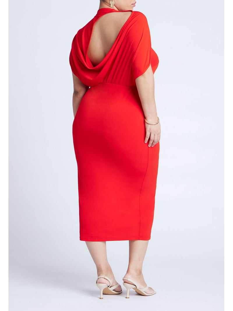 ELOQUII Women's Plus Size Cutout Back Midi Dress - Walmart.com