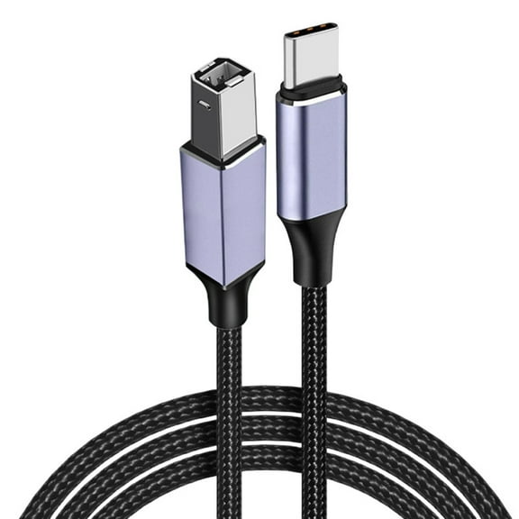 Necvior Nylon Braided Type C 2.0 to USB Printer Cable Cord Wire High Speed Compatible for Phone Tablet Laptop Fast Data Transfer