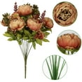 thumbnail image 3 of Visland Artificial Flowers Silk Plastic Fake Peony Flower Vintage Peonies Bouquet DIY Wreath for Home Wedding Centerpieces Decor, 3 of 6