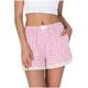 thumbnail image 3 of TaTaai Women's Elastic Waist Lounge Shorts Plaid Fabric with Lace Accent Trim Comfortable Sleep Pants for Home Wear and Relaxation Gift, 3 of 5