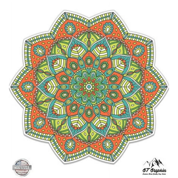 Colorful Mandala - 3" Vinyl Sticker - For Car Laptop I-Pad Phone Helmet Hard Hat - Waterproof Decal