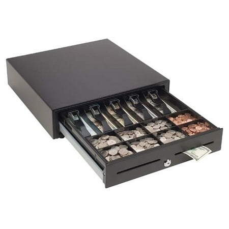 Mmf Heritage Drawer Mmf Pos 16 X 16 - Val-u Line Printer Driven Cash Drawer - 5 Bill - 8 Coin - 2 Media Slot - 3 Lock Positionprinter Driven - Steel, Abs Plastic - Matte Black - 4