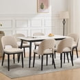 thumbnail image 4 of Historyli Sillas de comedor modernas tapizadas en tela (2 unidades), sin brazos, con respaldo curvo hueco y patas de madera, color beige., 4 of 7
