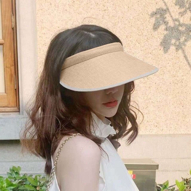 YAOBAMM Sun Protection Hat Unisex Hat Adjustable Elastic Band Empty Top Wide Long Brim UV Protection Breathable