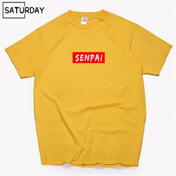 Camiseta de algodón con estampado negro de Senpai Anime Girl Nerdy para hombre, camiseta de manga corta para mujer, camiseta de algodón, ropa unisex Harajuku