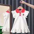 thumbnail image 2 of CHEEREAM Toddler Girls Polo Dress Soft Summer Cotton Short Sleeve Dresses T-Shirt Casual Cartoon Dress 2-7 Years White 4 Years, 2 of 4