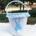 thumbnail image 4 of Bearachild Bolsa de conejito Canasta de Pascua Conveniencia Cubos de vacaciones Suministros para niños Patrones surtidos decorativos Bolsas con Almacenamiento y organización del hogar encaje azul, 4 of 6