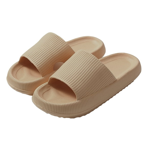 Nvzi-a Pillow Slippers for Women and Men Non Slip Quick Drying Shower Slides Bathroom Sandals ,Ultra Cushion ,Thick Sole(Size:38-39,Khaki)