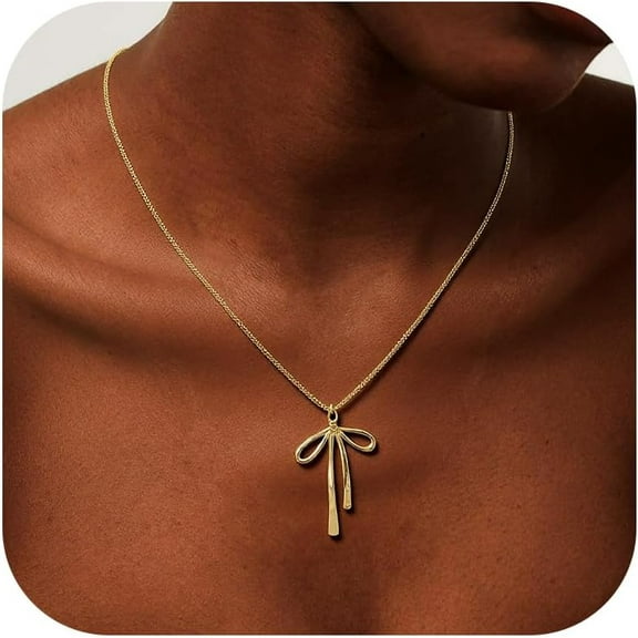 Bow Necklace Dainty Bowknot Pendant Choker Necklace Bow Stuff Jewelry Bow Themed Gifts Stocking Stuffers for Women Trendy