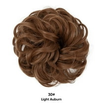 Nvzi Messy Bun Hair Piece Wavy Curly for Women Hair Bun Hair Piece with Elastic Band Scrunchies Stretchy Fluffy Chignon Ponytail Hairpieces Updos for Women,Light Auburn