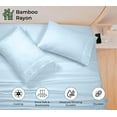 thumbnail image 6 of Royale Linen Bamboo Queen Sheet Set - Cooling Bed Sheet Set - 1 Fitted, 1 Flat & 2 Pillowcase - Fits Up to 16" -Organic Viscose Derived from Bamboo - Silky Bedding Sheet &Pillowcase (Queen, LakeBlue), 6 of 9