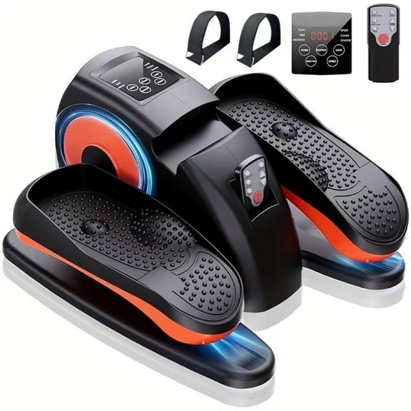 ESL Under Desk Elliptical Machine - Electric with 2 Pcs Pedal Straps，Portable Seated Leg Exerciser with Remote Control.Quiet & Fully Assembled for Seniors.